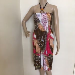 Midi Sundress With Wood Necklace Detail-Shirring Top-Comfortable-Summer Fashion